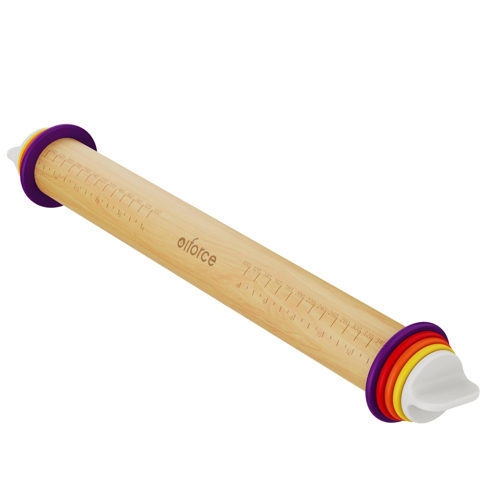 Adjustable Rolling Pin with Thickness Rings for Baking, 13.6" with 4 Multicol...