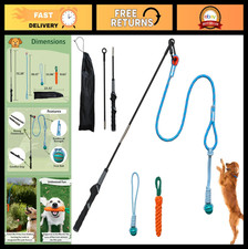 Interactive Flirt Pole for Dogs - Outdoor Tug Toy, Agility Training, Durable Rop