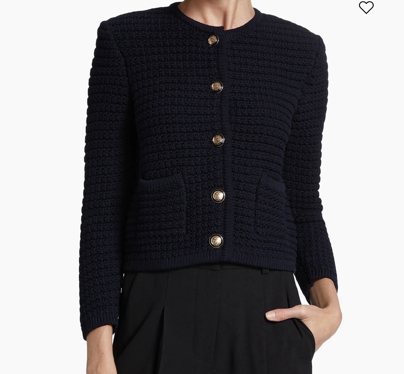 BA&SH Gaspard Cardigan Gold Buttons Black Cotton-Blend Ribbed Knit Size Xs