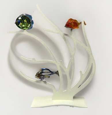 Swarovski crystal coral reef display with THREE exotic fish | eBay