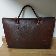 Vintage Retro Old School Brown Leather Satchel Music Book Bag lovely rich colour