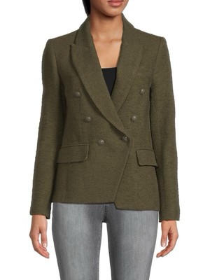 New L'AGENCE KENZIE DOUBLE-BREASTED BLAZER In IVY GREEN Sz 4 $595