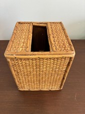 Vintage Woven Bamboo Rattan Tissue Box Holder - Boho Cover-Cottage Chic