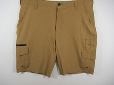 NEW Iron Co Stretch Tech Shorts Men 38 Brown Cargo 11" Inseam