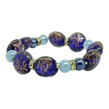 Murano Glasarmband Blau Gold Handgefertigt Venedig Italien Armband