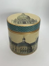 K&K Interiors 7” Ceramic Canister Architecture Motif