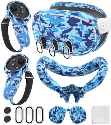 Silicone Cover Set Compatible with Meta/Oculus Quest 3 Accessories, Controlle...
