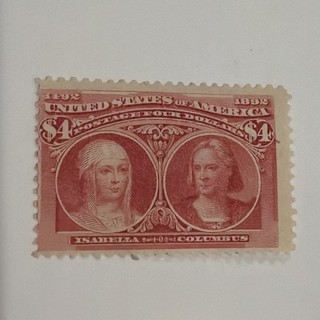 Sello de Estados Unidos 244 1893 Isabel y Colón lago carmesí de $4 SIN USAR COMO NUEVO NG