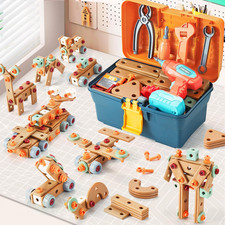 Kids Tool Set with Drill, 148 PCS STEM Building Tools with Storage Box Plastic T