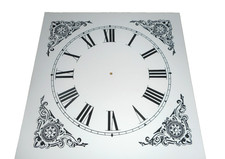 Clock Dial Face card 6 1/4" Minute Track Roman Black Designs MATTE White new