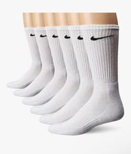 NIKE Dri-FIT Everyday Training 6 Pairs Crew Socks Large 8-12 White