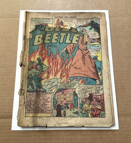 ☠️ Mystery Men Comics #30 1942 Fox Blue Beetle Incomplete Pop. 14 Scarce ☠️