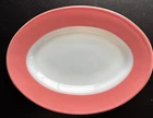 Vintage Corning Retro Oval Vegetable platter 9 1/2 X 7” Flamingo/Coral Pink