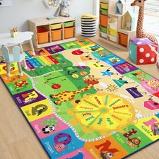 Educational Kid Area Rug for Playroom, 5x7 Feet TPR Non Slip Classroom Carpet...