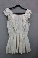 Love Shack Fancy Ivory Eyelet Off the Shoulder Mini Dress-Medium-Cottagecore