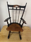VINTAGE Wood Doll Rocking Chair. Early American style. 14.5 H 7.5 W Black Brown
