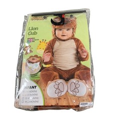 Spirit Halloween Lion Cub Costume Infant 0-6 Months Plush Jumpsuit Bib