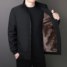 Men's Regular Length Stand Collar Business Jacket Thickened Winter Dress Coat