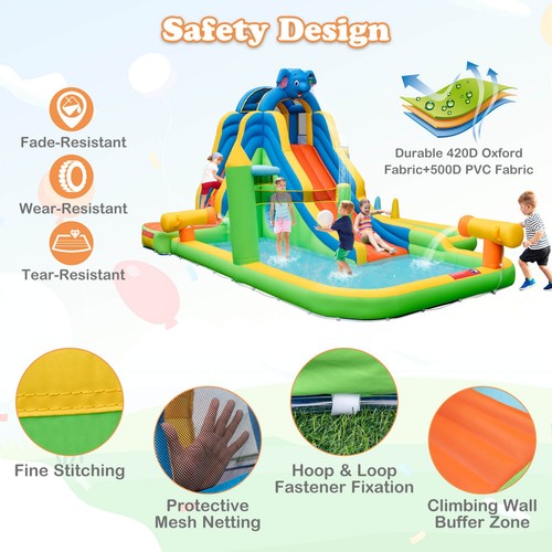 Inflatable Water Slide Giant Water Park for Kids Backyard Fun without Blower - Picture 5 of 10