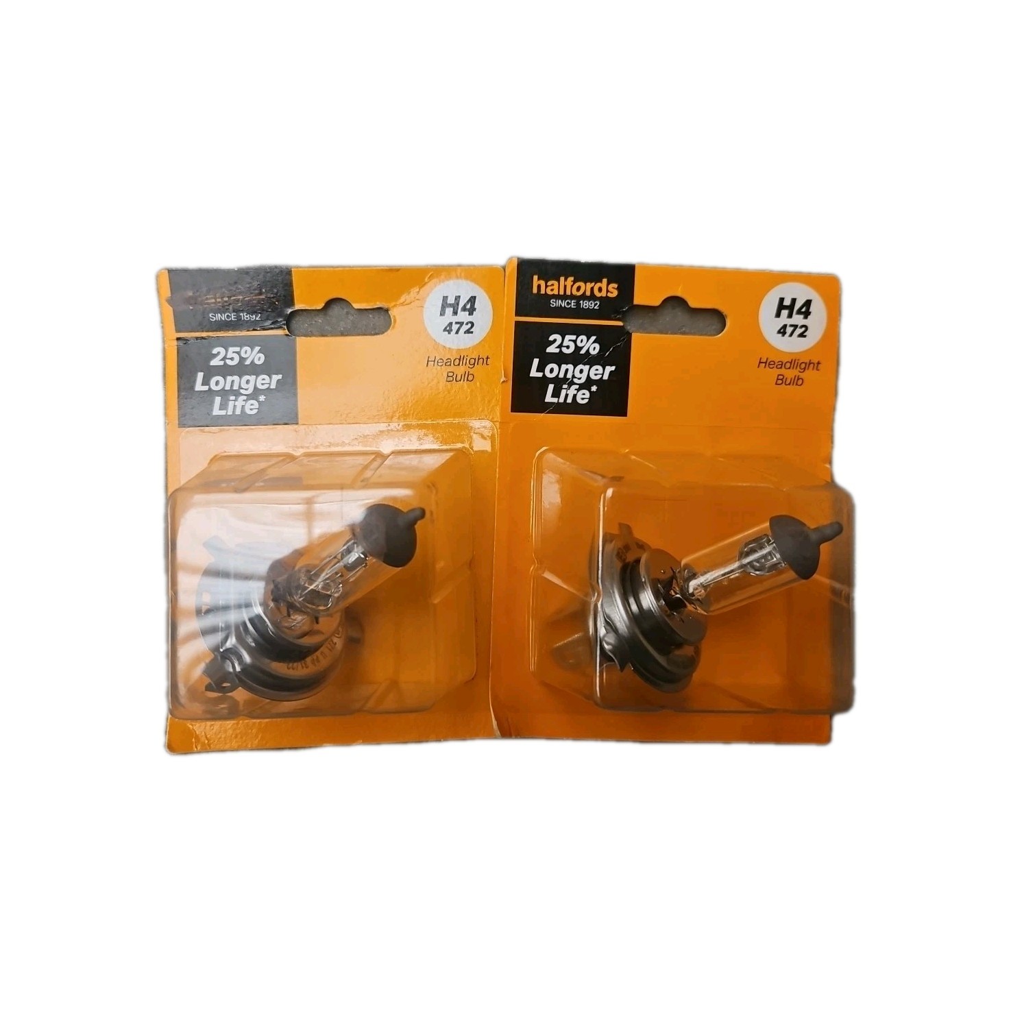 2x Halfords H4 472 Car Headlight Bulb Longer Life 2pcs