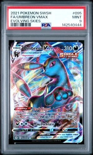 2021 POKEMON SWORD & SHIELD EVOLVING SKIES #095 FULL ART/UMBREON VMAX PSA 9