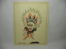 Vintage 1976 Don Nolan " Demon" tattoo flash. Fair condition.