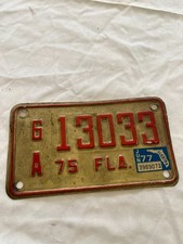 Vintage 1975 Motorcycle License Plate Tag Original Paint Florida 6A 13033