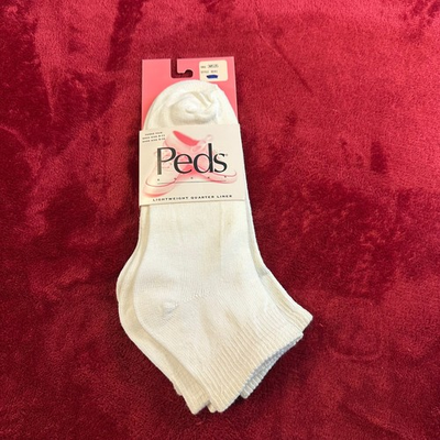 #ad #ad Peds Lightweight Quarter Liner Socks 3 Pair White Cotton Blend 82410 Size 9 11 $8.99