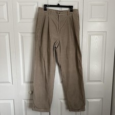 Chaps Ralph Lauren Pants Mens 34x34 Tan Khaki Corduroy Pleated Casual Classic