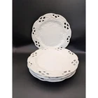 Vintage Ceramic "Milk Glass" Lattice & Grape Salad/ Dessert Plates 8" Set of 4