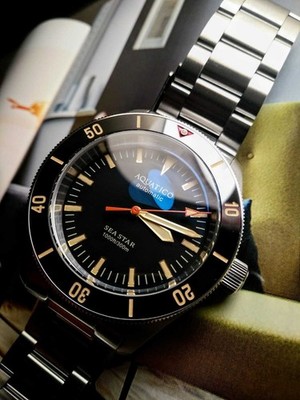 Aquatico Sea Star V2 42mm Automatic Seiko Movement Men's Diver Watch Black Dial