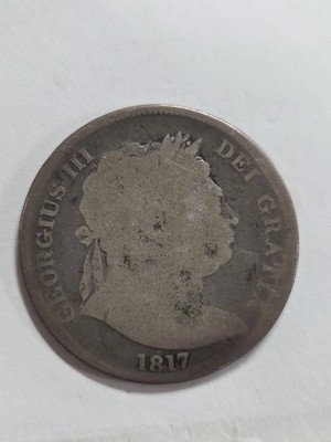 1817 George III Half Crown Large Head Silver British Regency Coin 