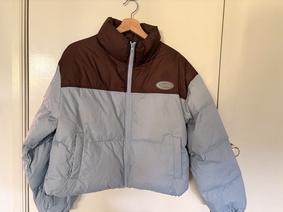 Dazy Women/Teen Puffer Jacket Brown/Blue Full Zip Size S