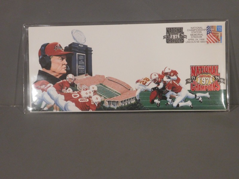 1997 Nebraska NCAA FB Natl Champs Envelope - Tom Osborne - Art by Neal Anderson