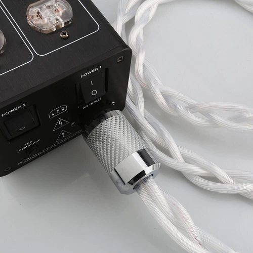 Cable de alimentación HiFi 15 AWG 5N OCC cable de audio de CA de EE. UU. enchufe enchapado en rodio de fibra de carbono - Imagen 8 de 15