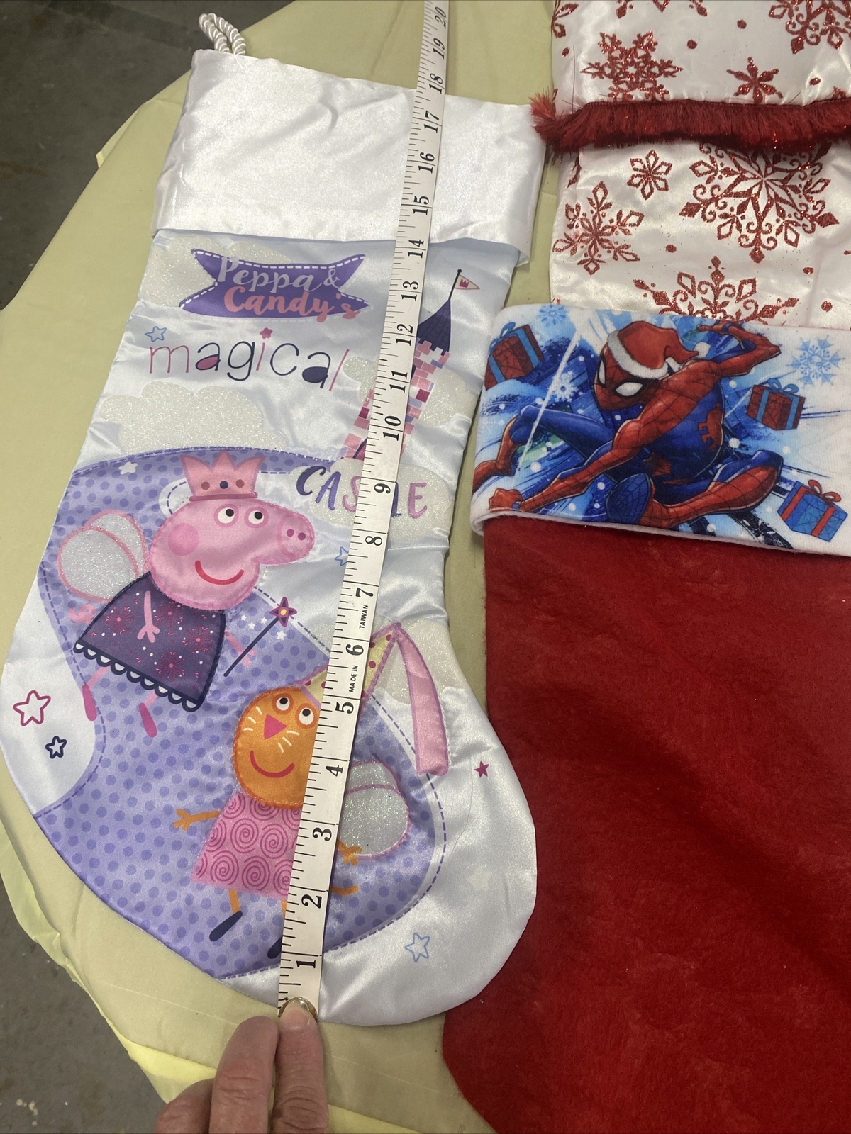 LOT OF 4 Christmas Stockings Ballerina, Spider-Man, Peppa Pig