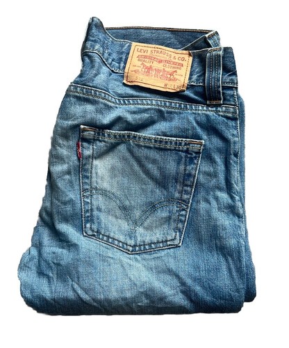LEVIS 512 Jeans Mens W 32 L 30 Bootcut Fit Vintage Blue Denim Red Tab No E31