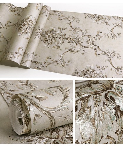 10M New Retro Luxury Gold Damask Wallpaper Deep Embossed Textured Non-woven Roll - Picture 19 of 29