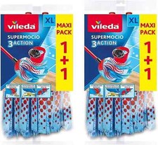 Vileda Mop Head Refill SuperMocio XL 3 Action Microfibre Replacement Mop Pack 4