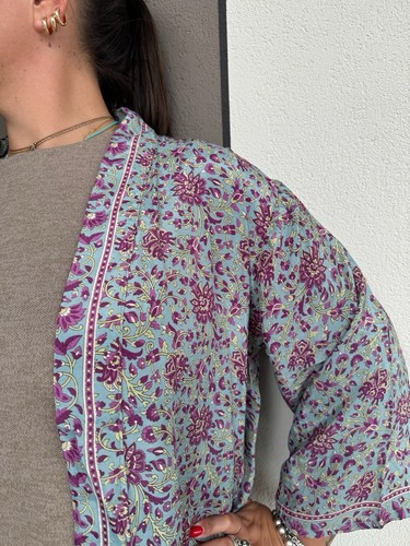 kimono di seta lungo, kimono con cintura, kimono vestaglia, kimono boho donna - Foto 4 di 13