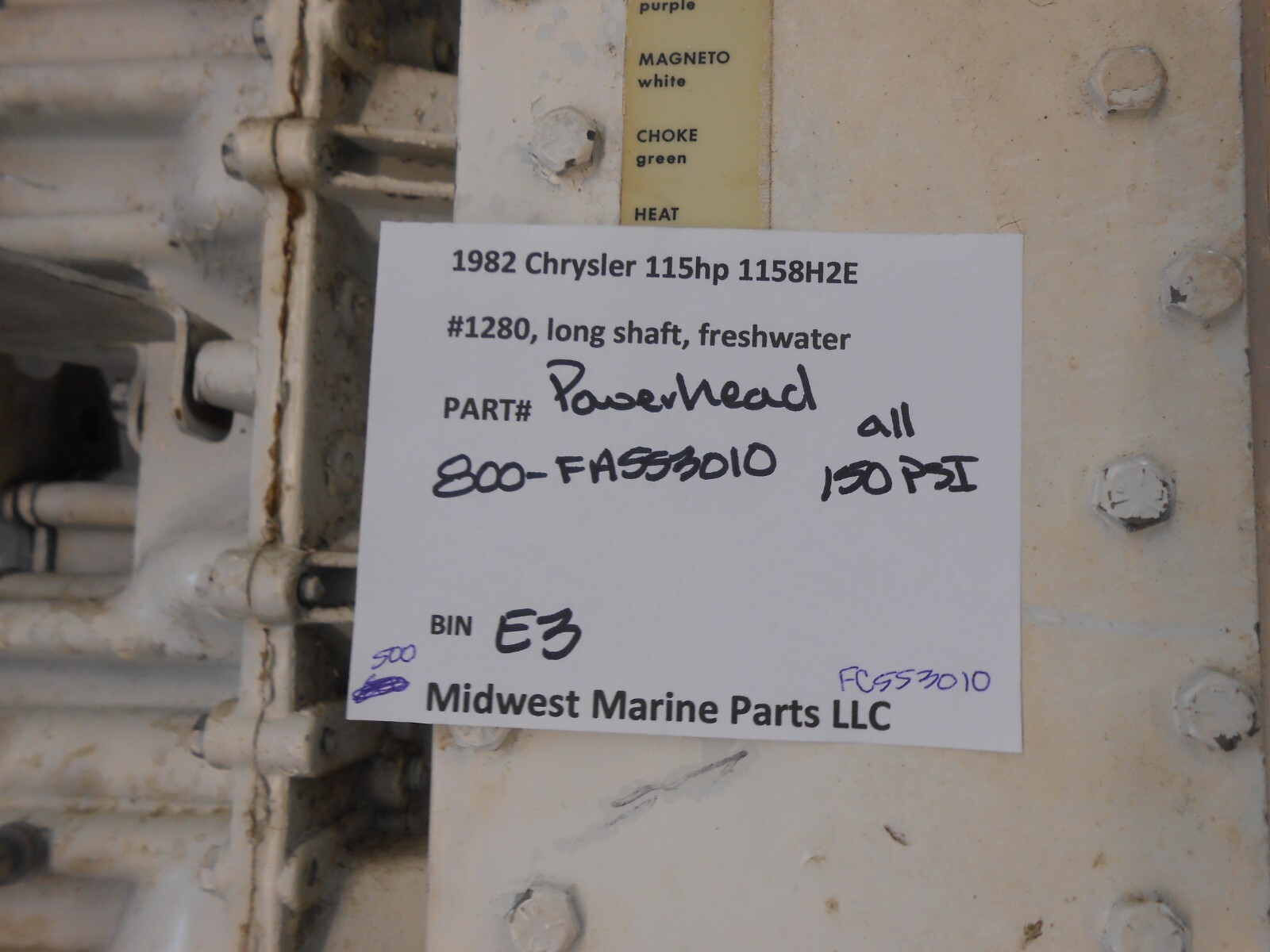 FA5533010 Chrysler 1982 115hp 1158H2E Outboard Powerhead 150PSI LOCAL PICKUP (E3