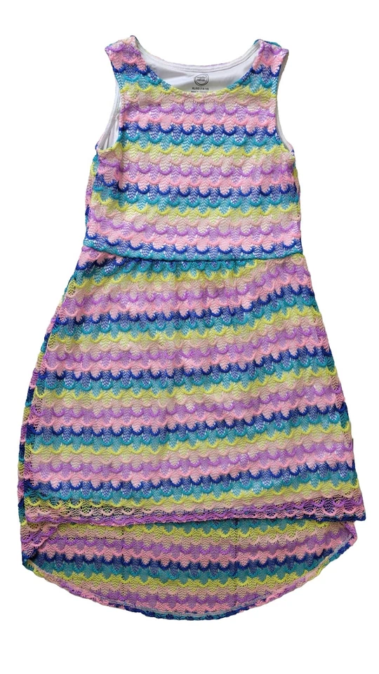 Vestido de verano para niñas Wonder Nation talla XL 14-16 rosa/con diseño de selva guepardo Foto 2 de 4