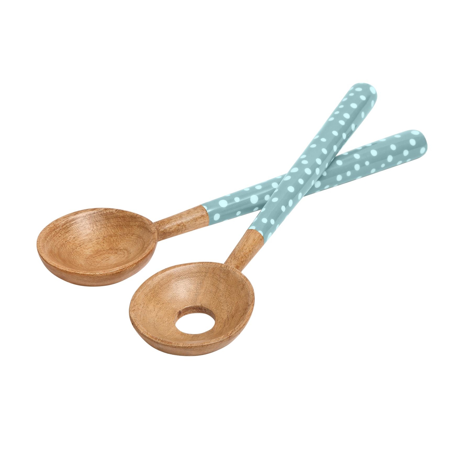 Dexam Sintra Mango Wood Salad Servers - Duck Egg