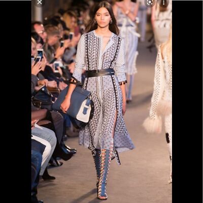 Altuzarra Runway $2295 Grenelle Swiss-dot Cotton Chiffon Midi Dress Sky  blue