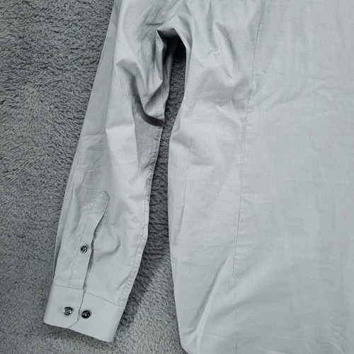 Express 1MX Mens M Dress Shirt Solid Gray Long Sleeve Modern Button Down - Picture 13 of 21