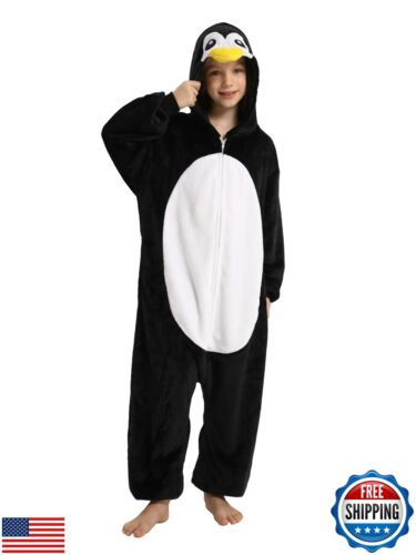 LONULAIN Unisex Kids Animal Oneise Pajamas, Boys Girls Flannel Hooded Hallowe