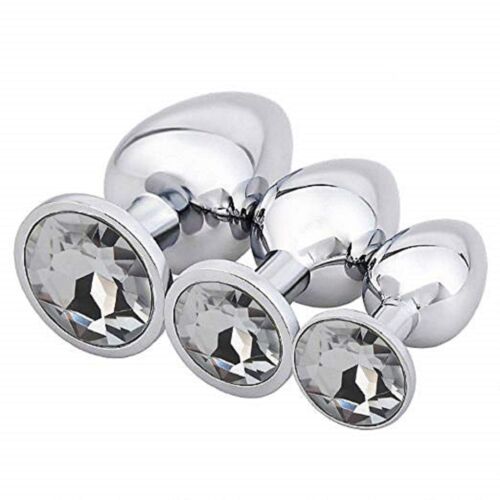 Anal Butt Plug Stainless Steel Dildo Anal Beads Crystal Jewel Metal BDSM Sex Toy - Picture 25 of 27