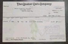 1918 The Quaker Oats Company for PENNSYLVANIA MACARONI CO PITTSBURGH PA Receipt 
