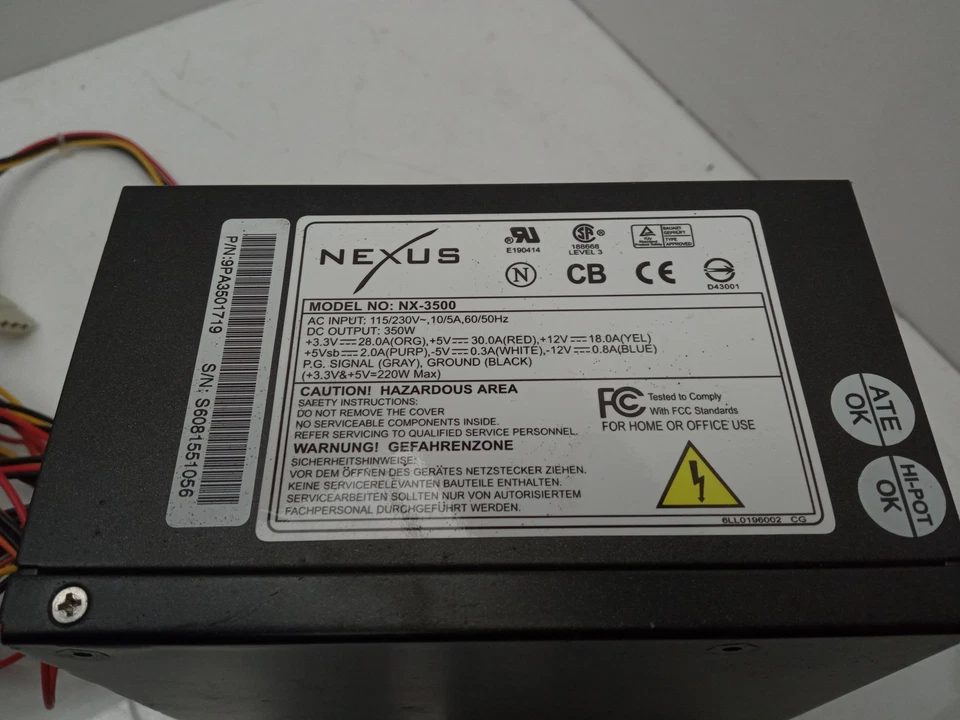 Nexus NX-3500 350W ATX Desktop Computer PC Power Supply Unit - Image 3 of 3