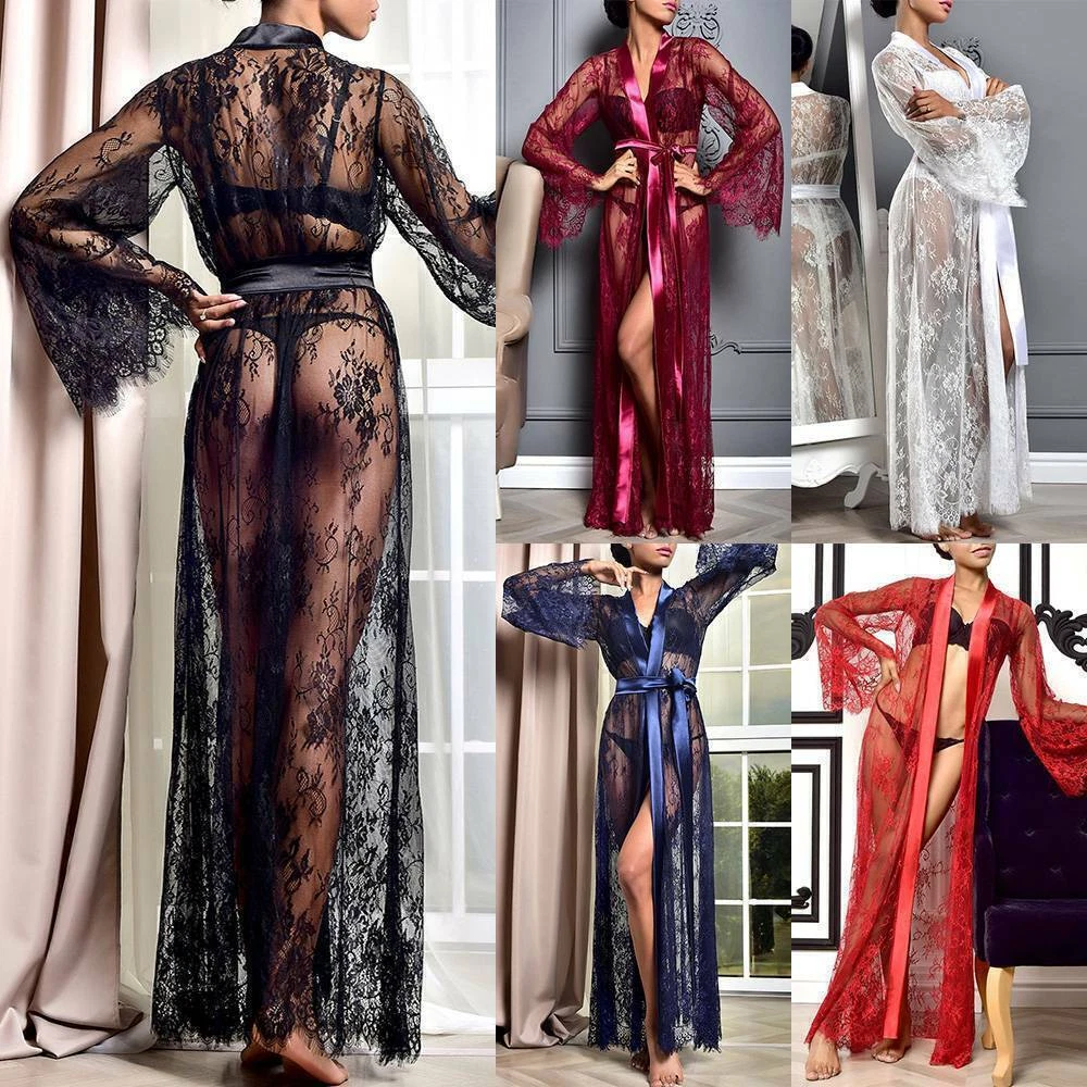 Long sheer top dressing gown